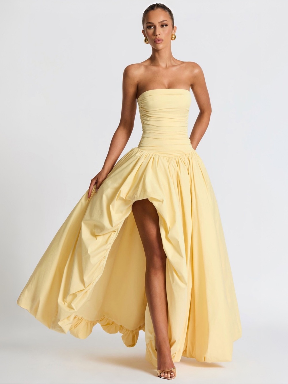 Babyboo Fashion Jillian Maxi Dress in Lemon Sz S MSRP $250 NWT